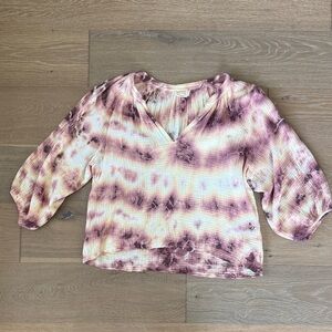 Nation LTD Purple and Cream Tie-Dye Blouse